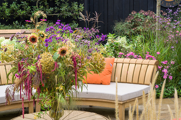 Autumnal flower arrangement  at the Gaze Burvill trade stand -